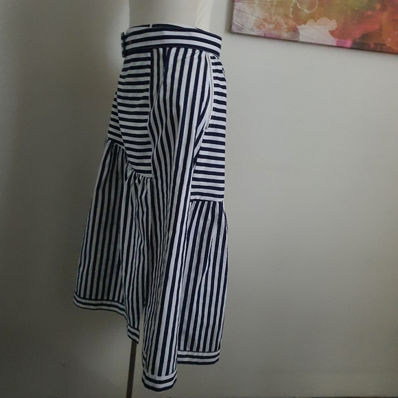 NWOT Hammock & Vine Size 16 Blue White Stripes Midi Skirt with Matching Belt - Picture 13 of 15